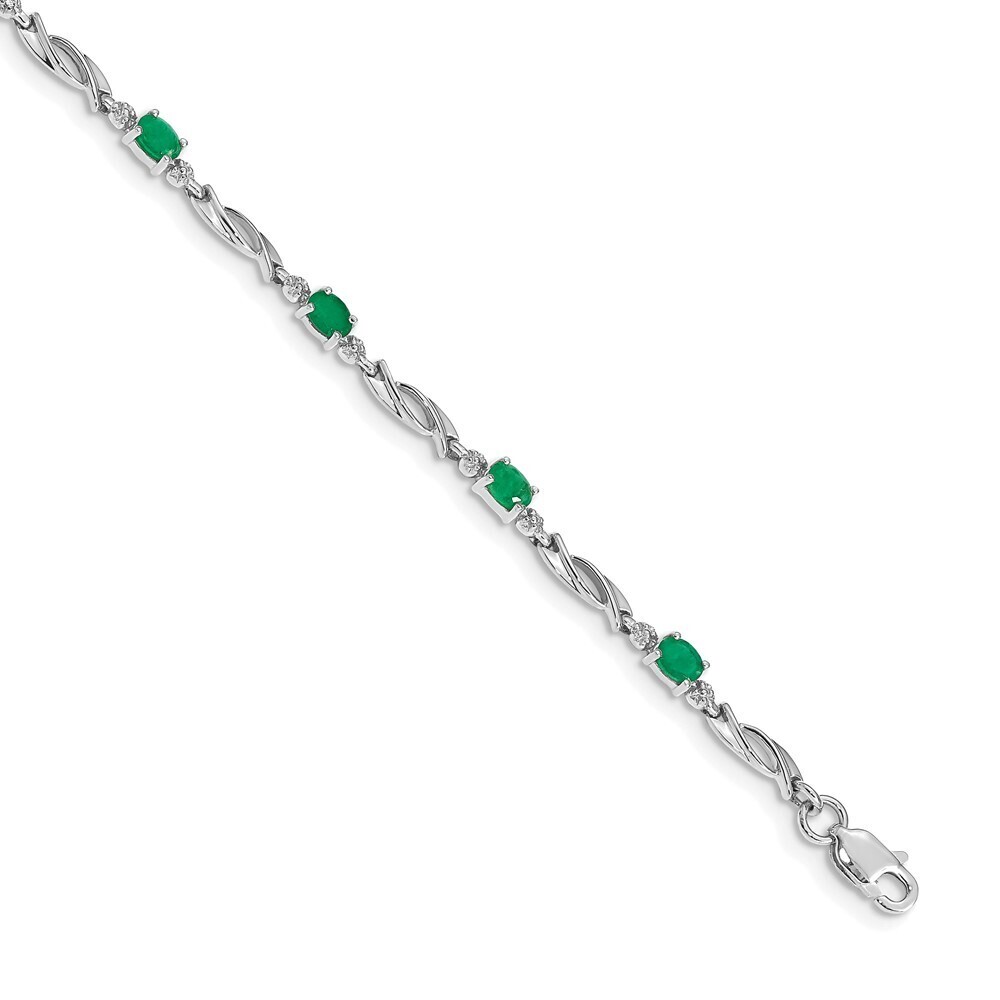 14k White Gold Diamond & Emerald Bracelet